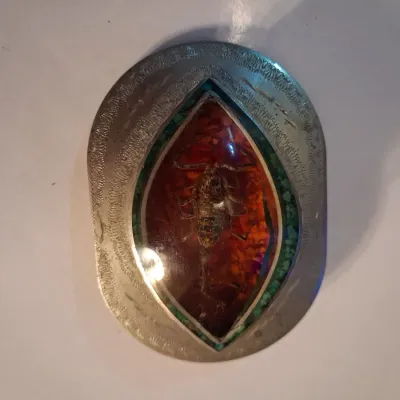 ENCASED SCORPIAN BELT BUCKLE BY WESTERN FLARE COLO SPRGS, CO
