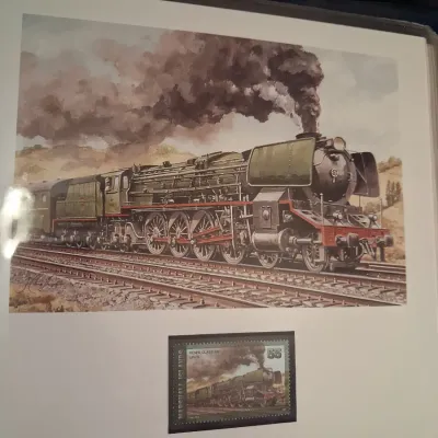 WORLD'S LEGENDARY STEAM LOCOMOTIVES COMMEMORATIVE STAMPS AND MATCHING ART PRINT