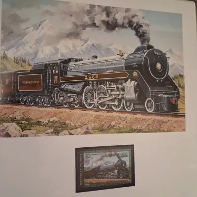 WORLD'S LEGENDARY STEAM LOCOMOTIVES COMMEMORATIVE STAMPS AND MATCHING ART PRINT