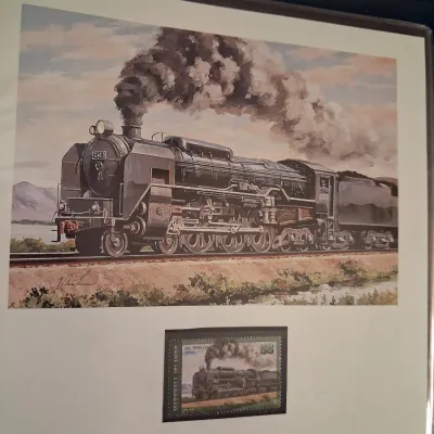 WORLD'S LEGENDARY STEAM LOCOMOTIVES COMMEMORATIVE STAMPS AND MATCHING ART PRINT