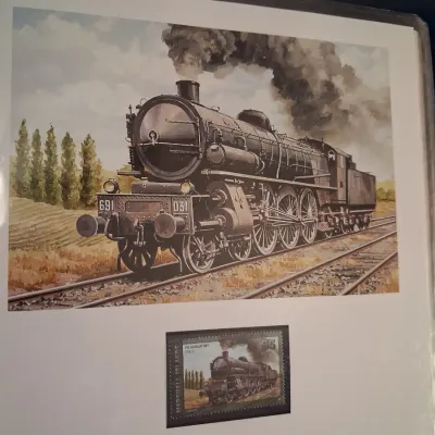 WORLD'S LEGENDARY STEAM LOCOMOTIVES COMMEMORATIVE STAMPS AND MATCHING ART PRINT