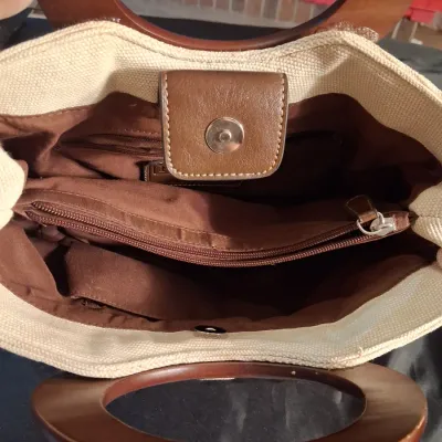 RELIC CANVAS HANDBAG WITH WOOD HANDLES