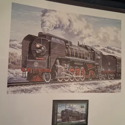 WORLD'S LEGENDARY STEAM LOCOMOTIVES COMMEMORATIVE STAMPS AND MATCHING ART PRINT