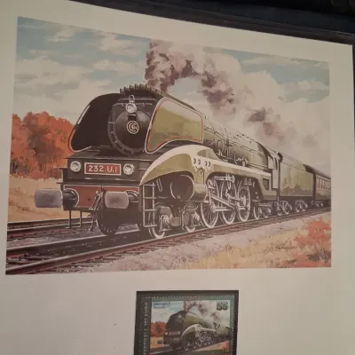 WORLD'S LEGENDARY STEAM LOCOMOTIVES COMMEMORATIVE STAMPS AND MATCHING ART PRINT