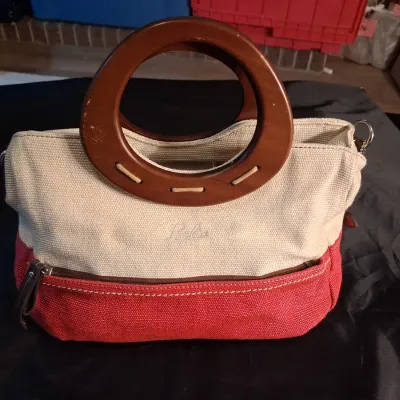 RELIC CANVAS HANDBAG WITH WOOD HANDLES