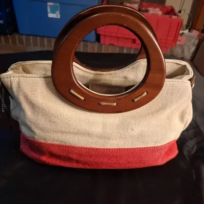 RELIC CANVAS HANDBAG WITH WOOD HANDLES