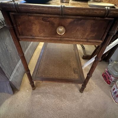Bamboo style side table with drawer 