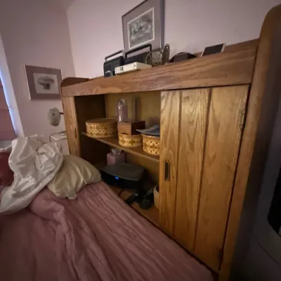 Oak headboard with storage