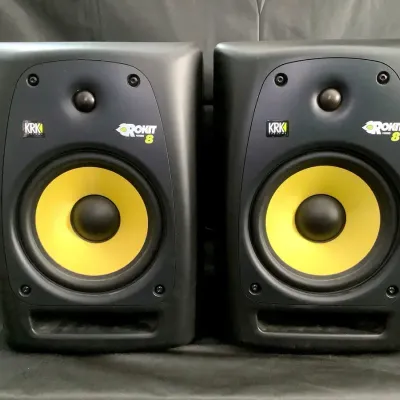 Pair KRK Rokit 8 RP8 Powered Studio Monitor Speakers Yellow Cone Active