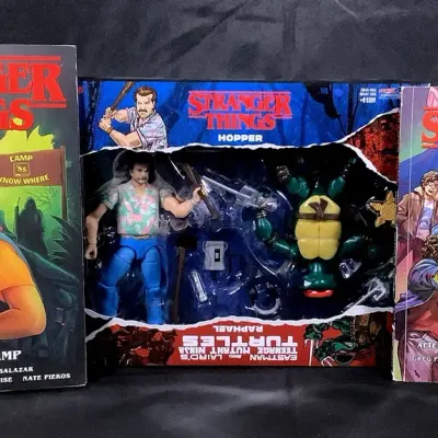 NIB Stranger Things/ Teenage Mutant Ninja Turtles Action Figures With Stranger Things Books