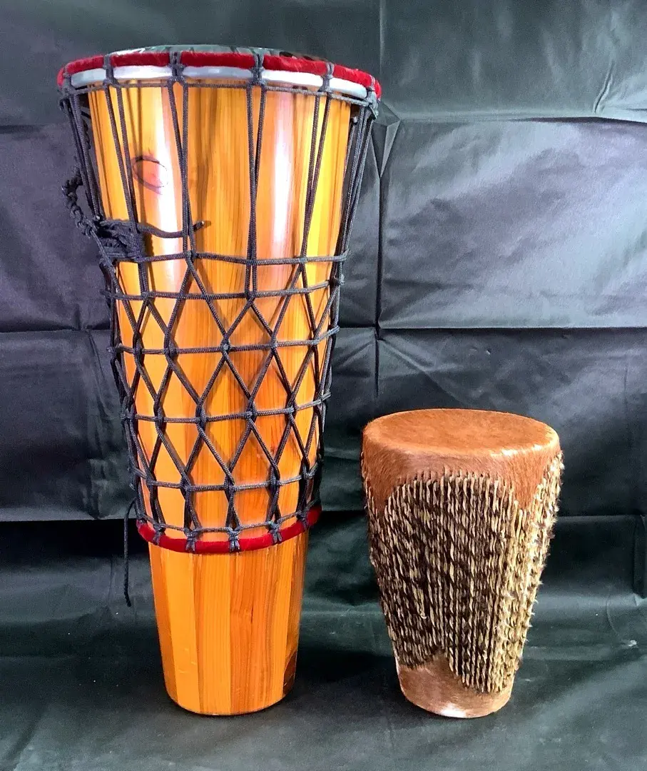 Ashiko Drum with Remo Weatherking Ebony Head & Vintage Hair-On Hide Drum (Pair)