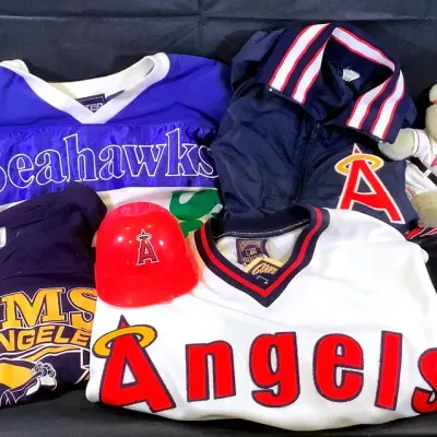 11-Piece Vintage Sports Memorabilia & Apparel Lot: Angels, Seahawks & Rams