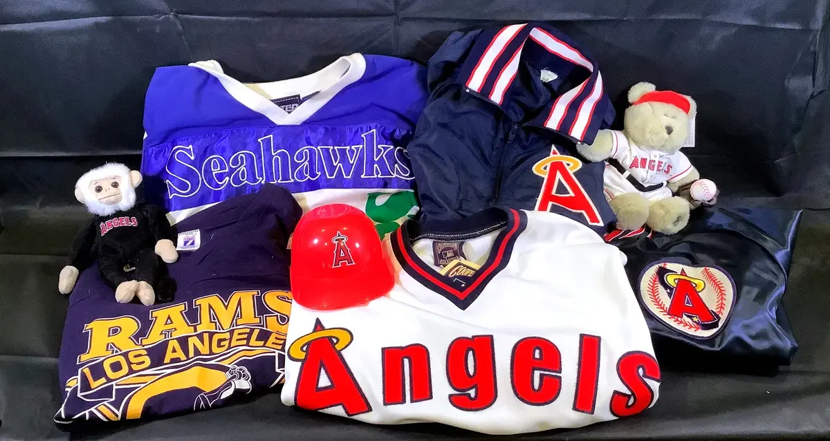 11-Piece Vintage Sports Memorabilia & Apparel Lot: Angels, Seahawks & Rams