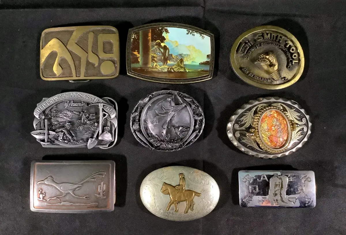 (9) Vintage Western and Themed Belt Buckles