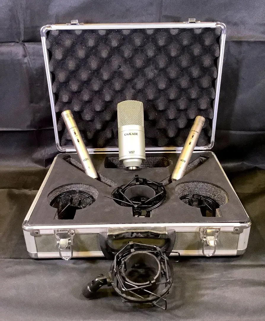 Cascade V57 Condenser Mic + (2) M39 Pencil Mics Set w/ Shock Mounts & Hard Case