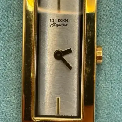 Vintage Citizen Gold Tone Slim Rectangular Face Watch
