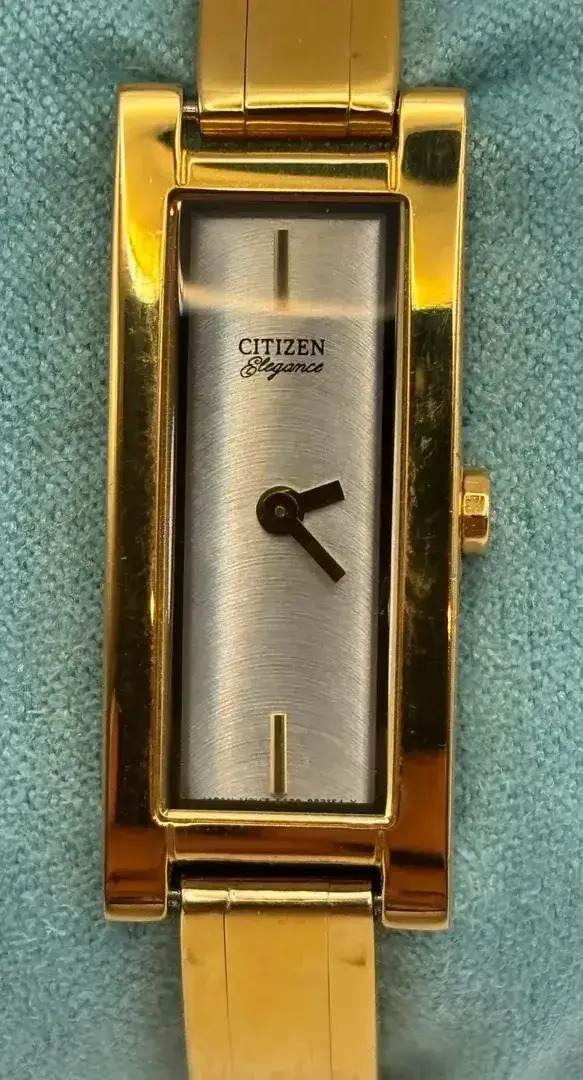 Vintage Citizen Gold Tone Slim Rectangular Face Watch