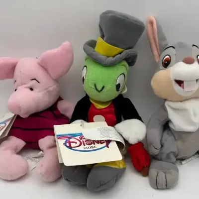 Vintage NWT Disney Store Jimmy Cricket Thumper And Piglet Plush
