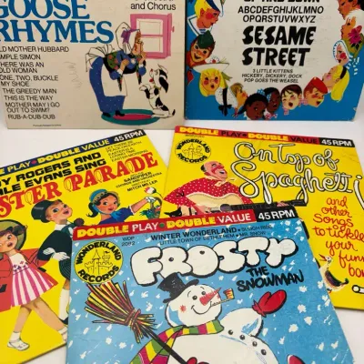Vintage Wonderland Records Sesame Street Mother Goose Rhymes On Top Of Spaghetti Easter Parade Frost