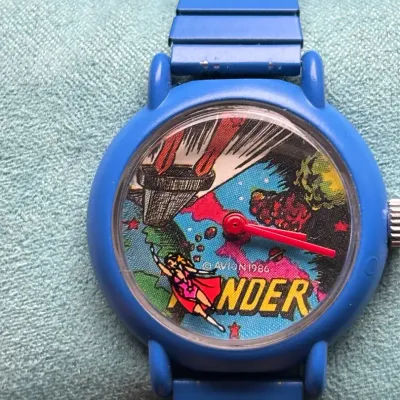 Vintage Wonder Woman DC Comics Watch Out Of Time Blue Pop Art