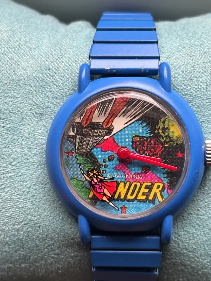 Vintage Wonder Woman DC Comics Watch Out Of Time Blue Pop Art