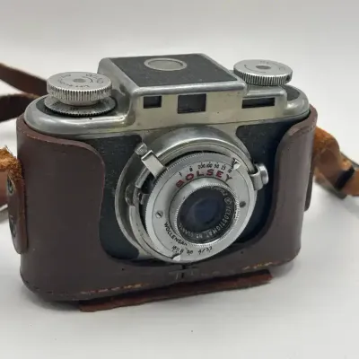 Vintage Bolsey Model B2 35mm Film Camera With Leather Case 