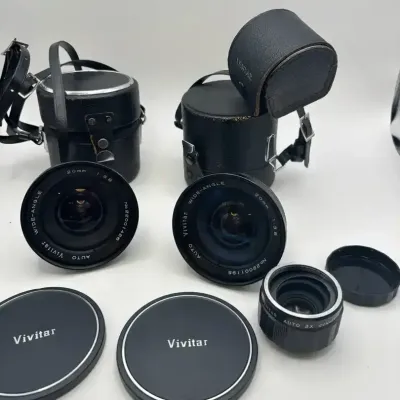 Vintage Vivitar Wide Angle Lens And Lentar Auto 3x Converter