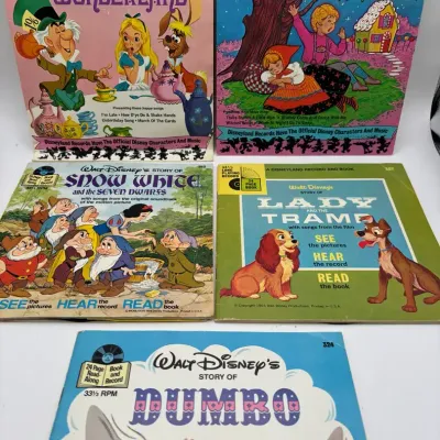 Vintage Disney Song Records Hansel And Gretel Alice In Wond. Lady & Tramp Snow White Dumbo