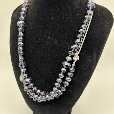 Vintage Chico’s Brand Glass Violet Beaded Necklace 