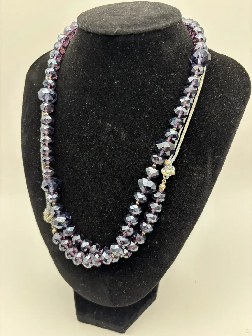 Vintage Chico’s Brand Glass Violet Beaded Necklace 