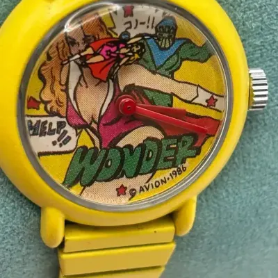 Vintage Wonder Woman DC Comic Watch Out Of Time Yellow Pop Art