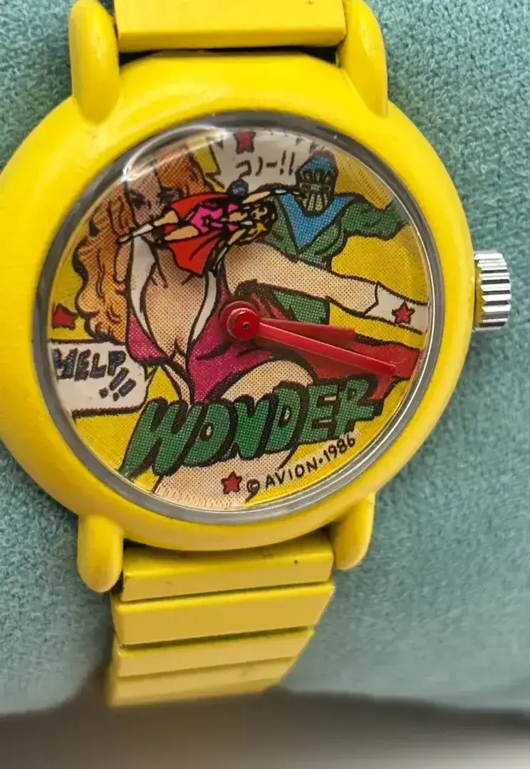 Vintage Wonder Woman DC Comic Watch Out Of Time Yellow Pop Art