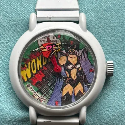 Vintage Wonder Woman DC Comics Out of Time Watch White Pop Art