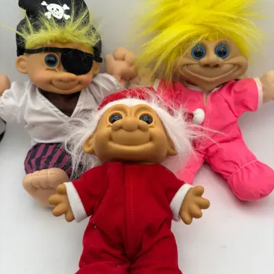 Vintage Troll Dolls Russ Berrie Santa Claus Pirate And Pajama 