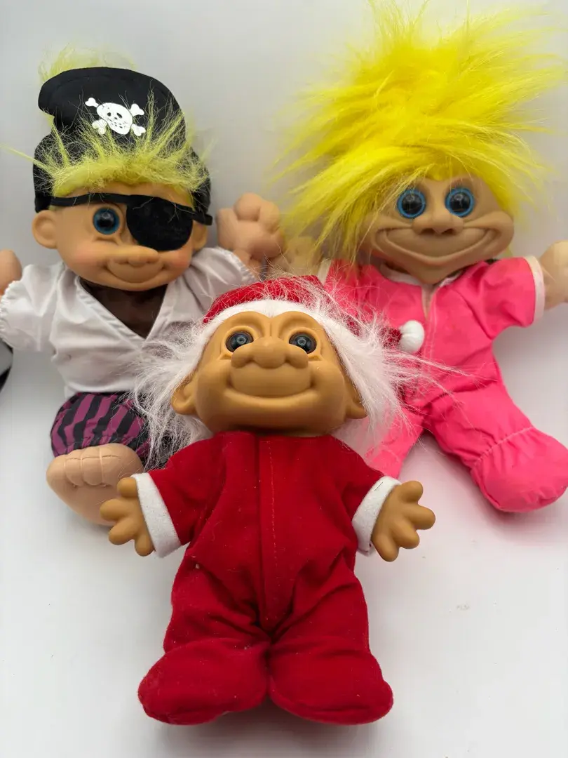 Vintage Troll Dolls Russ Berrie Santa Claus Pirate And Pajama 