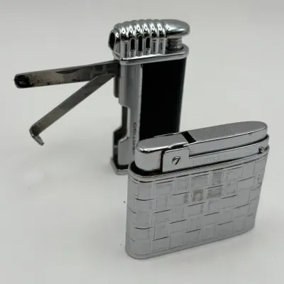 Vintage Bentley Silver Tone Woven Design Lighter & Vertigo 3in1 Puffer Pipe Lighter
