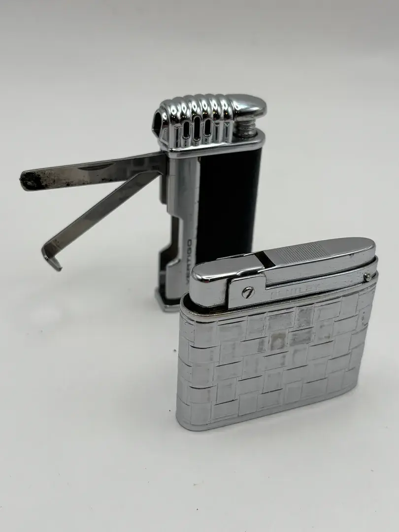 Vintage Bentley Silver Tone Woven Design Lighter & Vertigo 3in1 Puffer Pipe Lighter