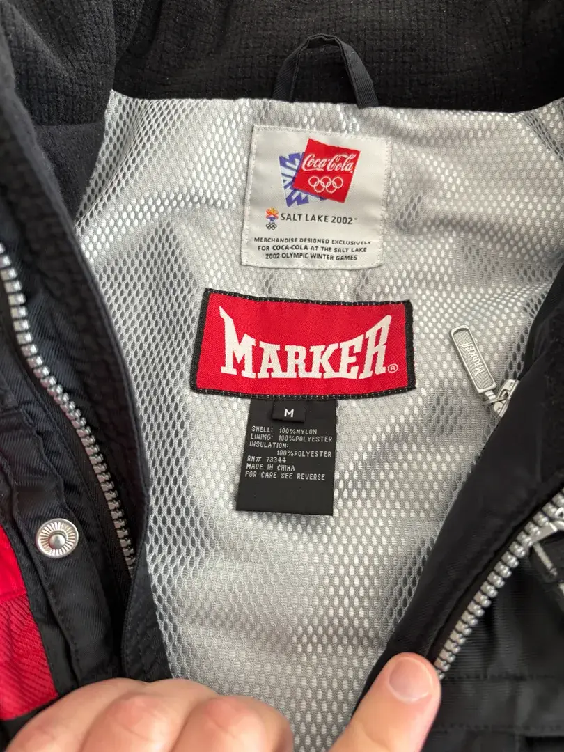 Vintage Marker Jacket 2002 Salt Lake Olympics Cocoa-Cola Sponsor Size Medium 