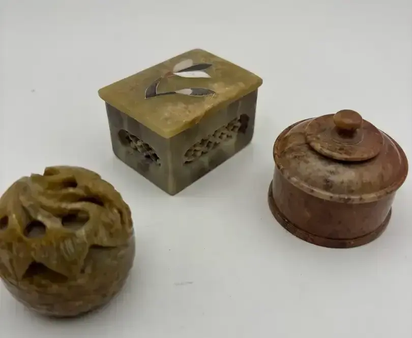 Vintage Soap Stone Trinket Boxes 