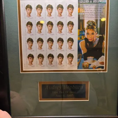 Vintage Stamps Framed Audrey Hepburn From The Legends Of Hollywood Series