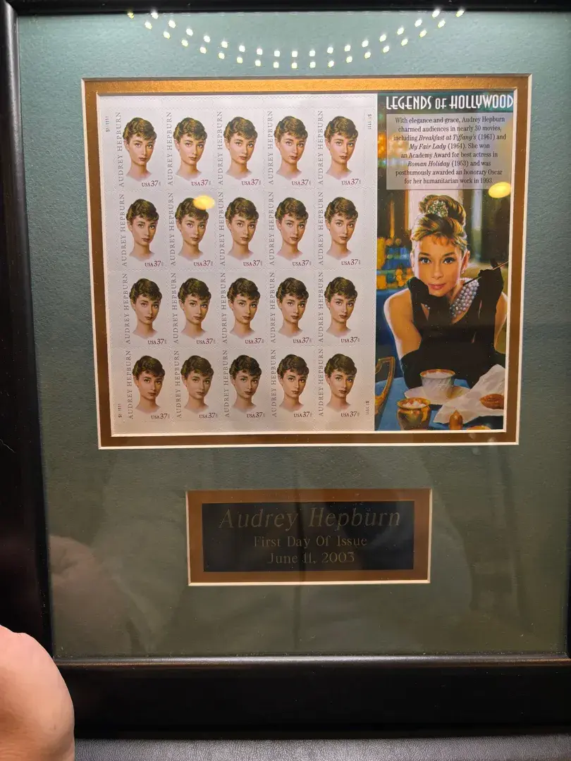 Vintage Stamps Framed Audrey Hepburn From The Legends Of Hollywood Series