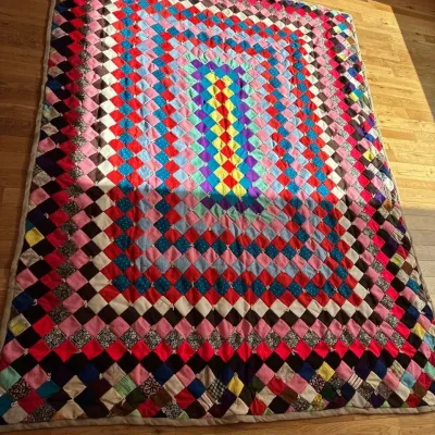 Colorful Quilt W/ Tan Backing