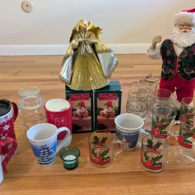 Christmas Collection: Mugs, Wine Glasses, Hallmark Stocking Hangers & More