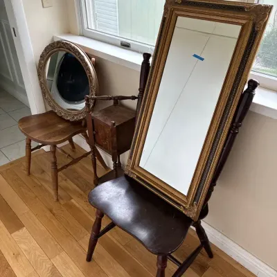 Two Chairs, Two Mirrors & A Tiny Cabinet 