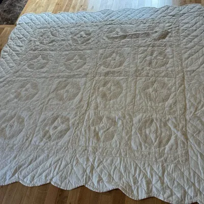 White Embroidered Quilt