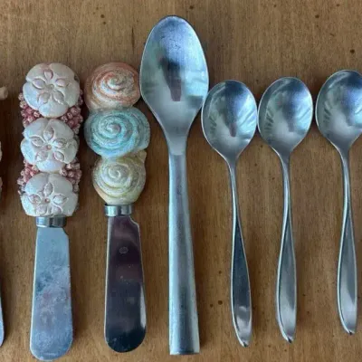 Seahorse, Sand Dollars, Seashell Butter Knife & Mini Spoon Set