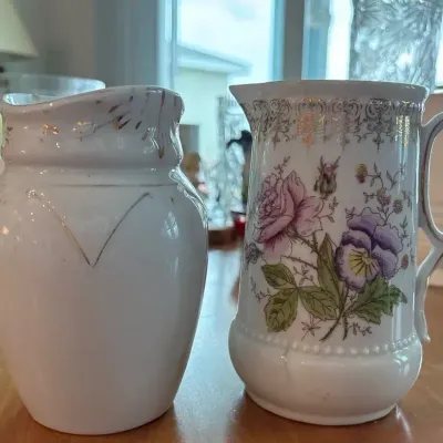 Vintage White And Gold Misc Set Of Pitchers
