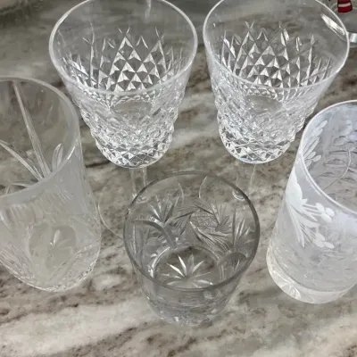 Assortment 2 Waterford Port Glasses Of Crystal Cups At Of 5 Different Sizes 