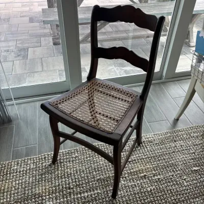 Antique Brown Wood Chair With Netting 
