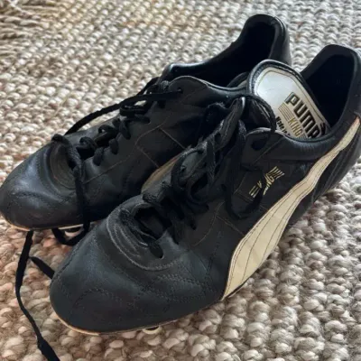Real Leather Puma King Football Shoes Vintage White Form Stripe 